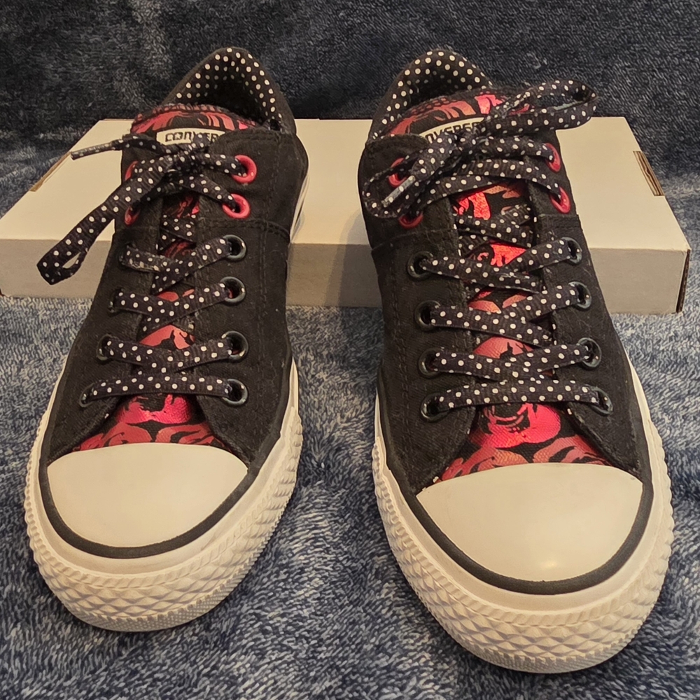 Converse Black and Red Canvas Sneakers - Picture 3 of 8